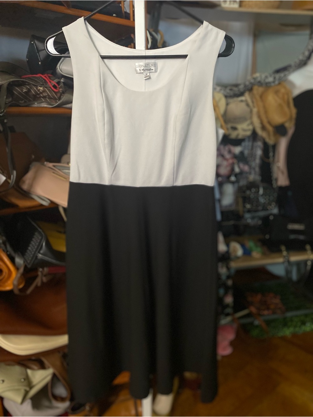 Signature by Robbie Bee Black and White Sleeveless Midi Dress